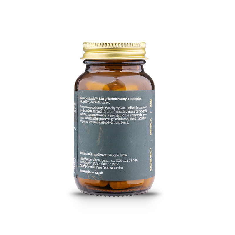 Maca Sextuple™ BIO Gelatinized 3-complex, kapsle